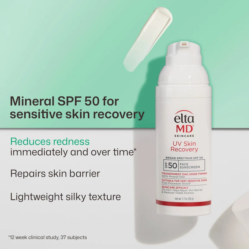 UV Skin Recovery EltaMD - Protector solar facial SPF 50 de amplio espectro ideal para pieles con rosácea