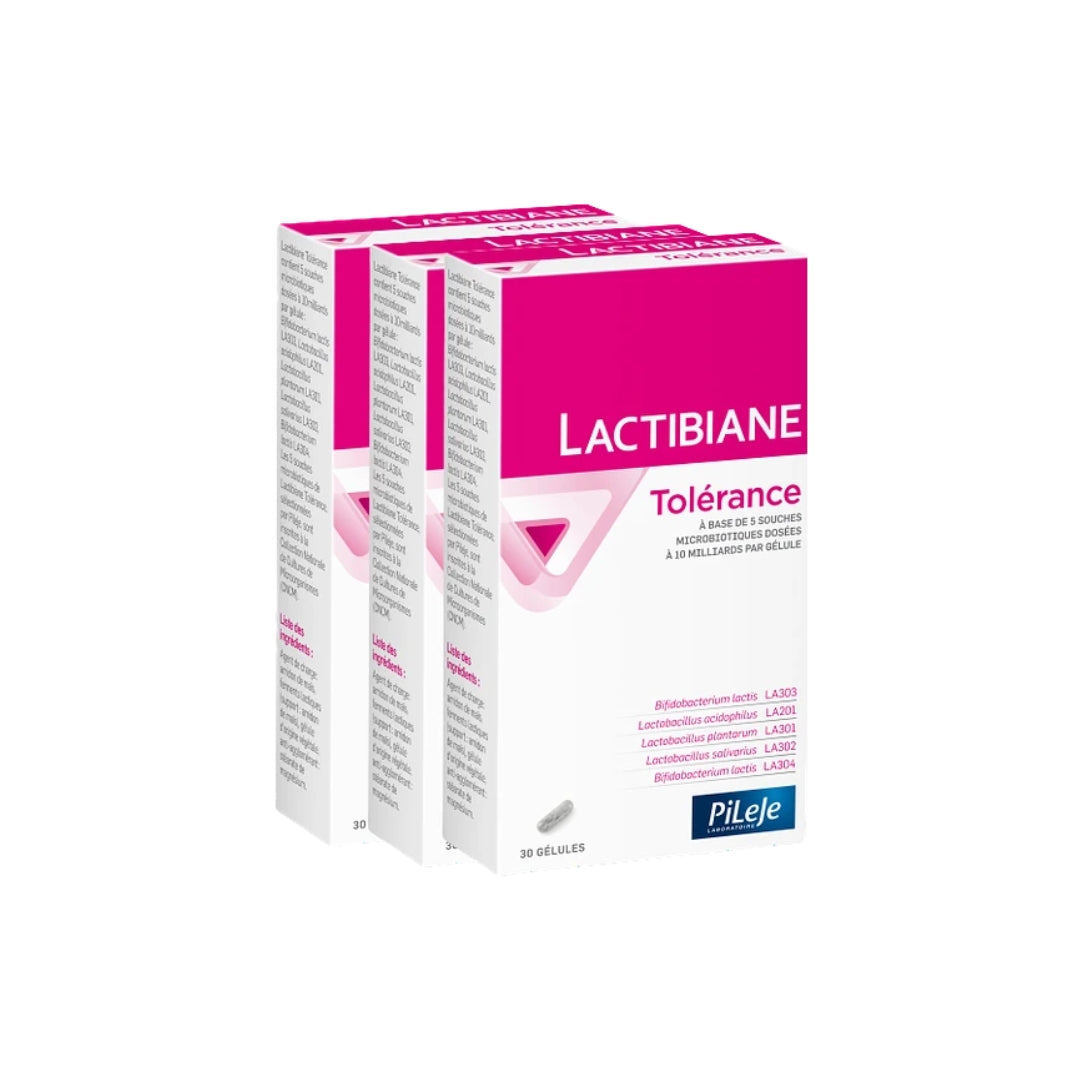Pack x3 Lactibiane Tolerance - Probiótico que ayuda a Seguridad digestiva en tránsito acelerado (diarrea), intolerancias alimentarias, gases, inflamación.