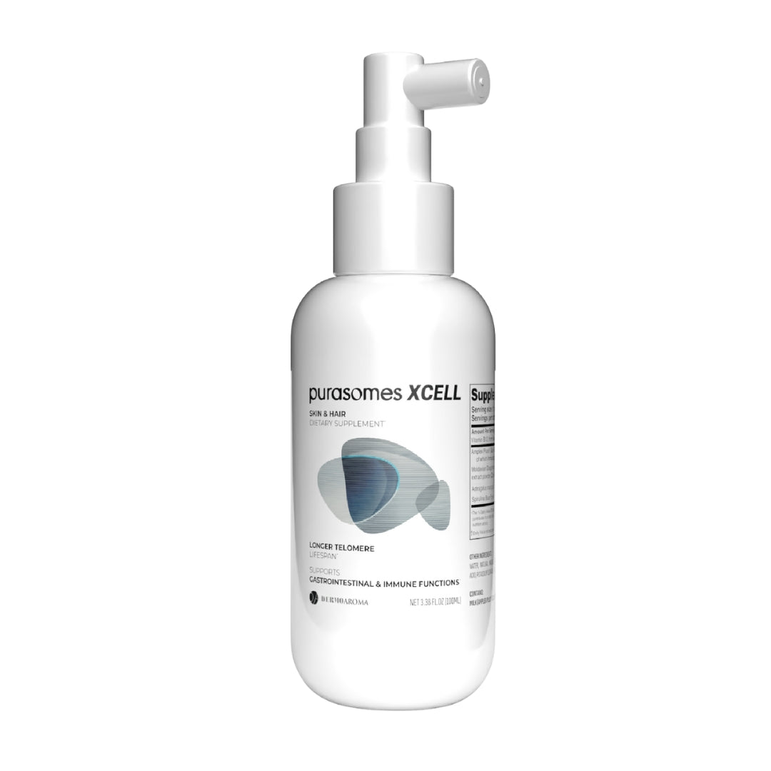 Purasomes XCELL 100mL - Suplemento alimenticio de exosomas para mejorar la calidad de la piel y del pelo