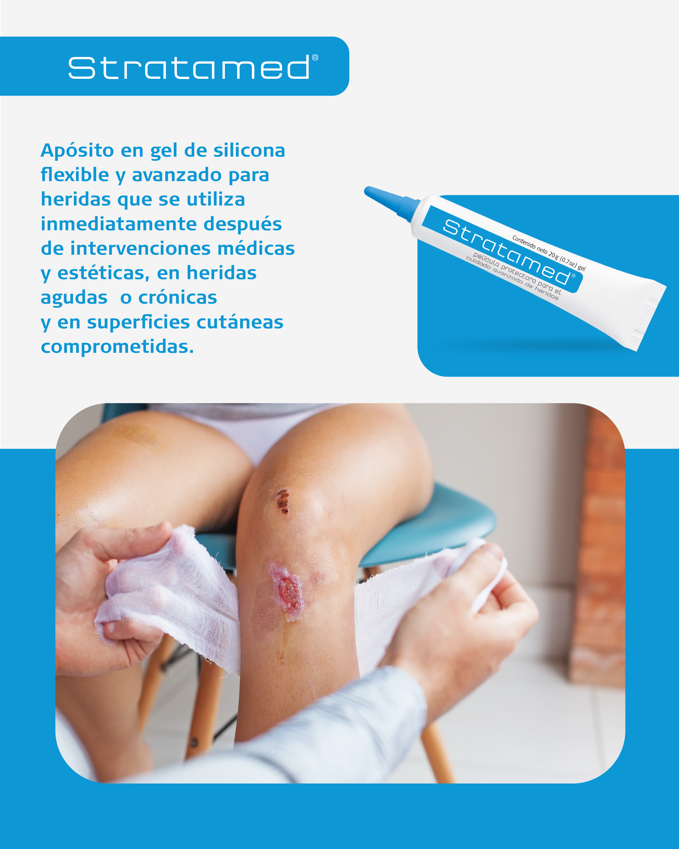 Stratamed - Gel para Cicatrización y Prevención de Cicatrices | Heridas abiertas y recién cerradas