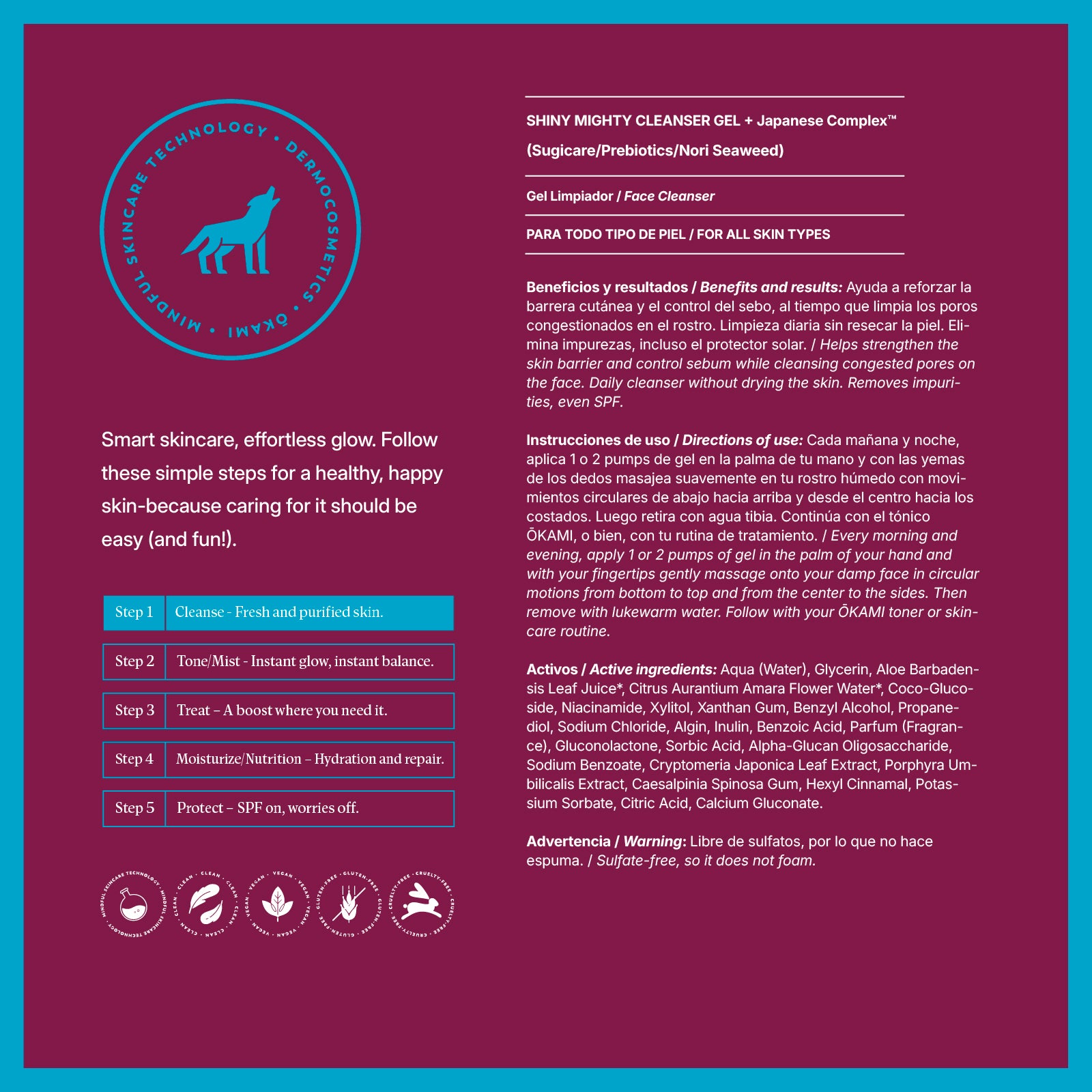 Shiny Mighty Cleanser Gel - Paso 1 Limpiador facial