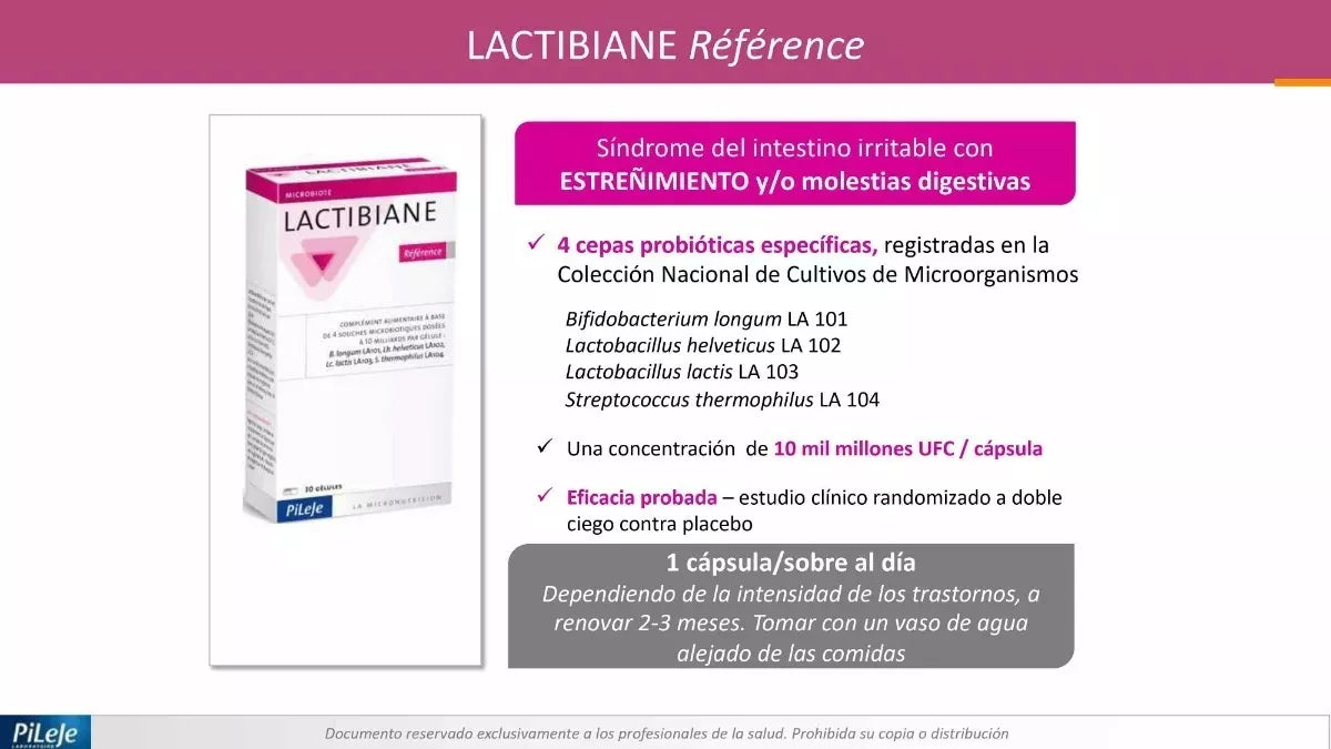 Lactibiane Reference - Probiótico indicado para equilibrio general de intestino irritable, puede ayudar mucho en caso de Estreñimiento y/o Molestias Digestivas o síndrome de intestino irritable