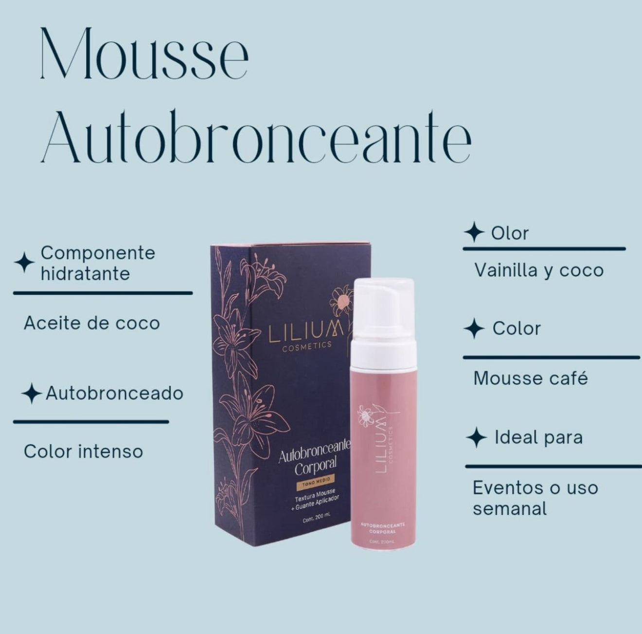 Lilium Autobronceante Facial y Corporal hidratante todo tipo de piel incluso sensible con antioxidantes y vitamina E- Tono universal