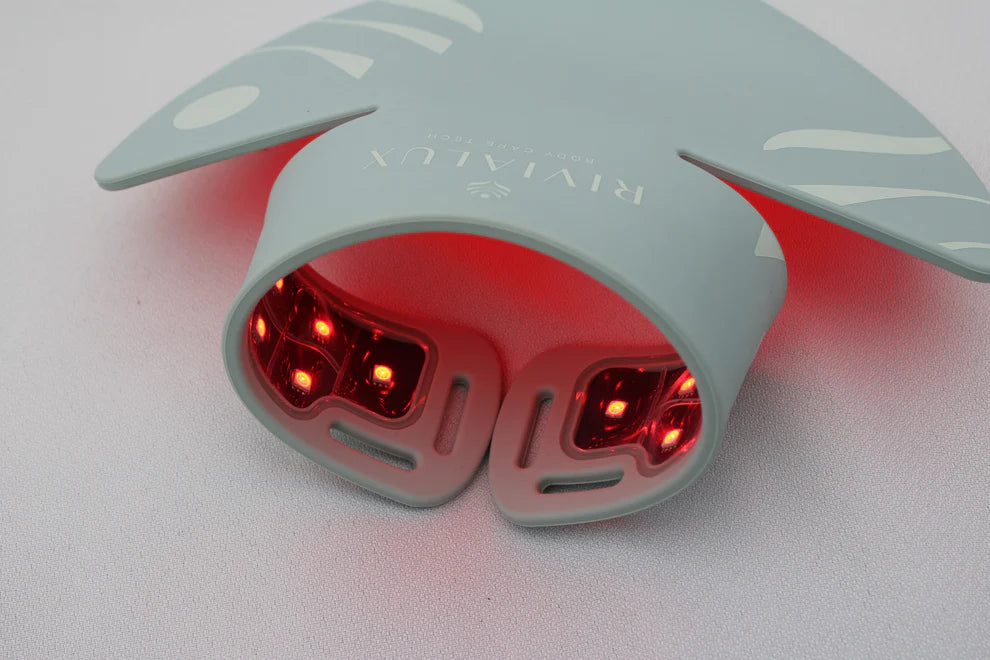 RiviaLux Máscara cuello y pecho LED Luz Roja e Infrarroja - Antienvejecimiento, Colágeno, Firmeza y Luminosidad