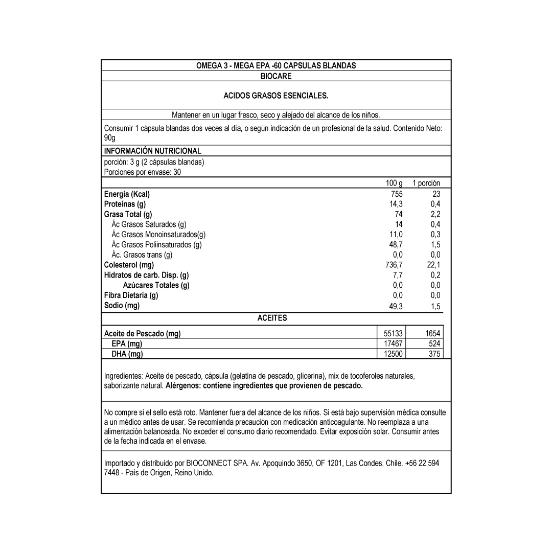Omega Mega EPA - 60 cápsulas