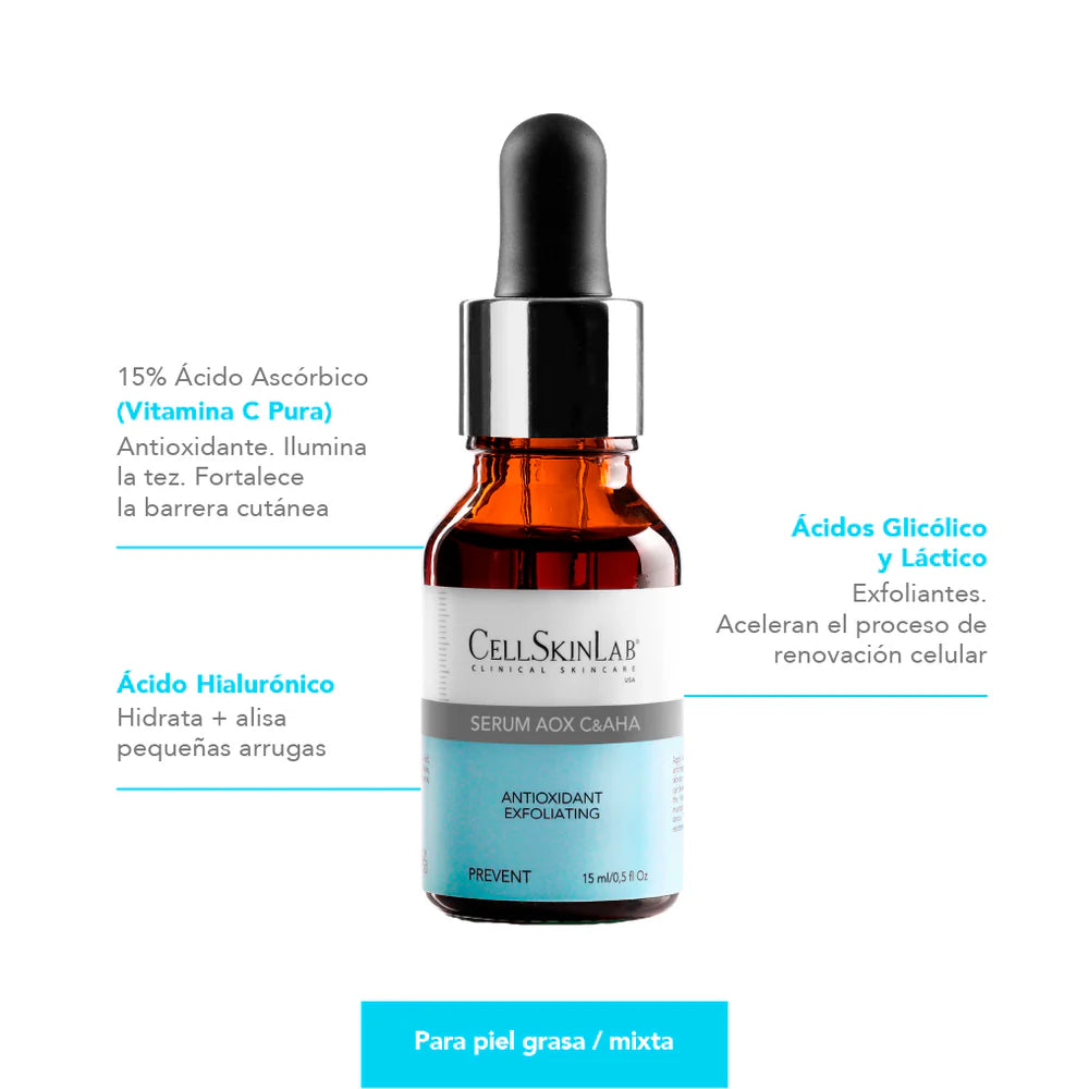 Serum AOX C&AHA 15ml / Serum Antioxidante Piel Grasa y Mixta