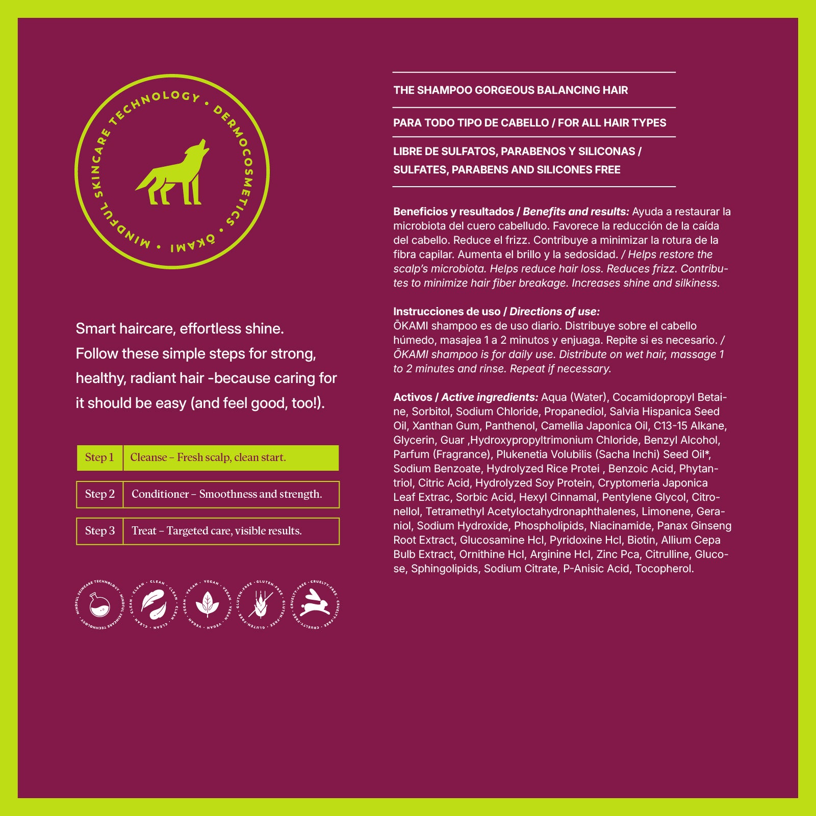 The Shampoo Gorgeous Balancing Hair Paso 1 - Shampoo Anticaída Restaurador, Reduce Frizz, Fortalece la Fibra Capilar y Aporta Brillo y Sedosidad