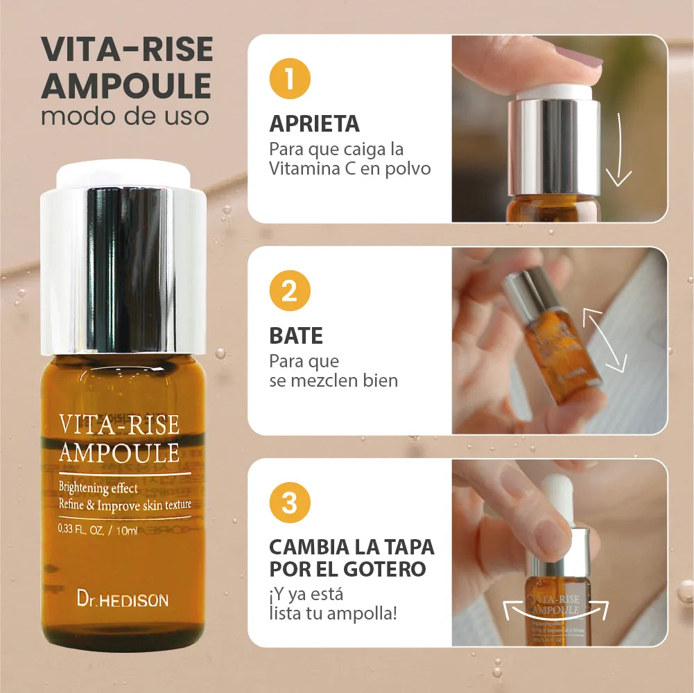 Vita Rise Ampoule 3 u x 10 ml - Ampollas faciales antioxidante y despigmentante serum de vitamina C muy potente activado
