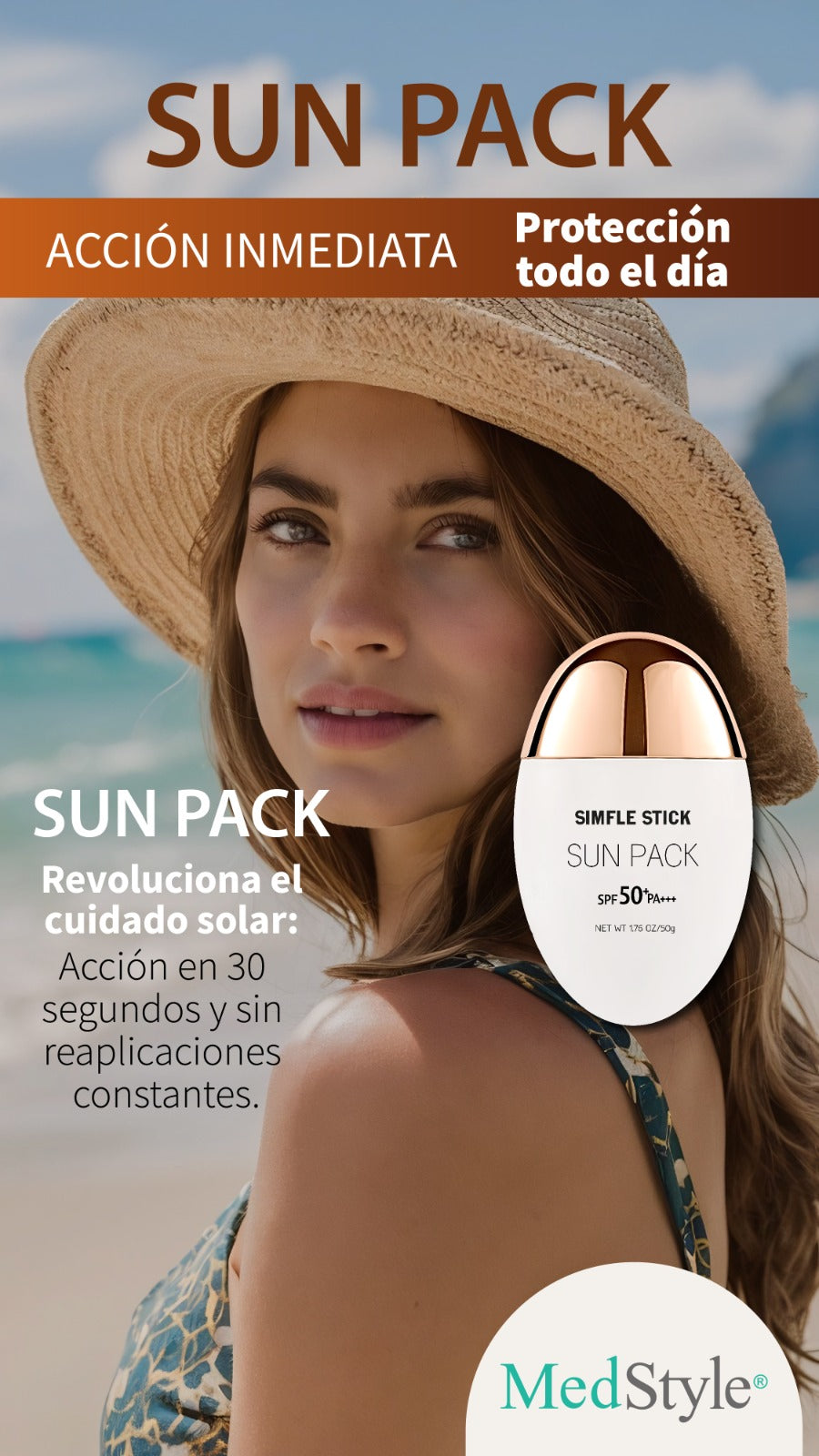 SUN PACK / Protector solar de biocelulosa SPF 50 +++ que te protege 10 horas