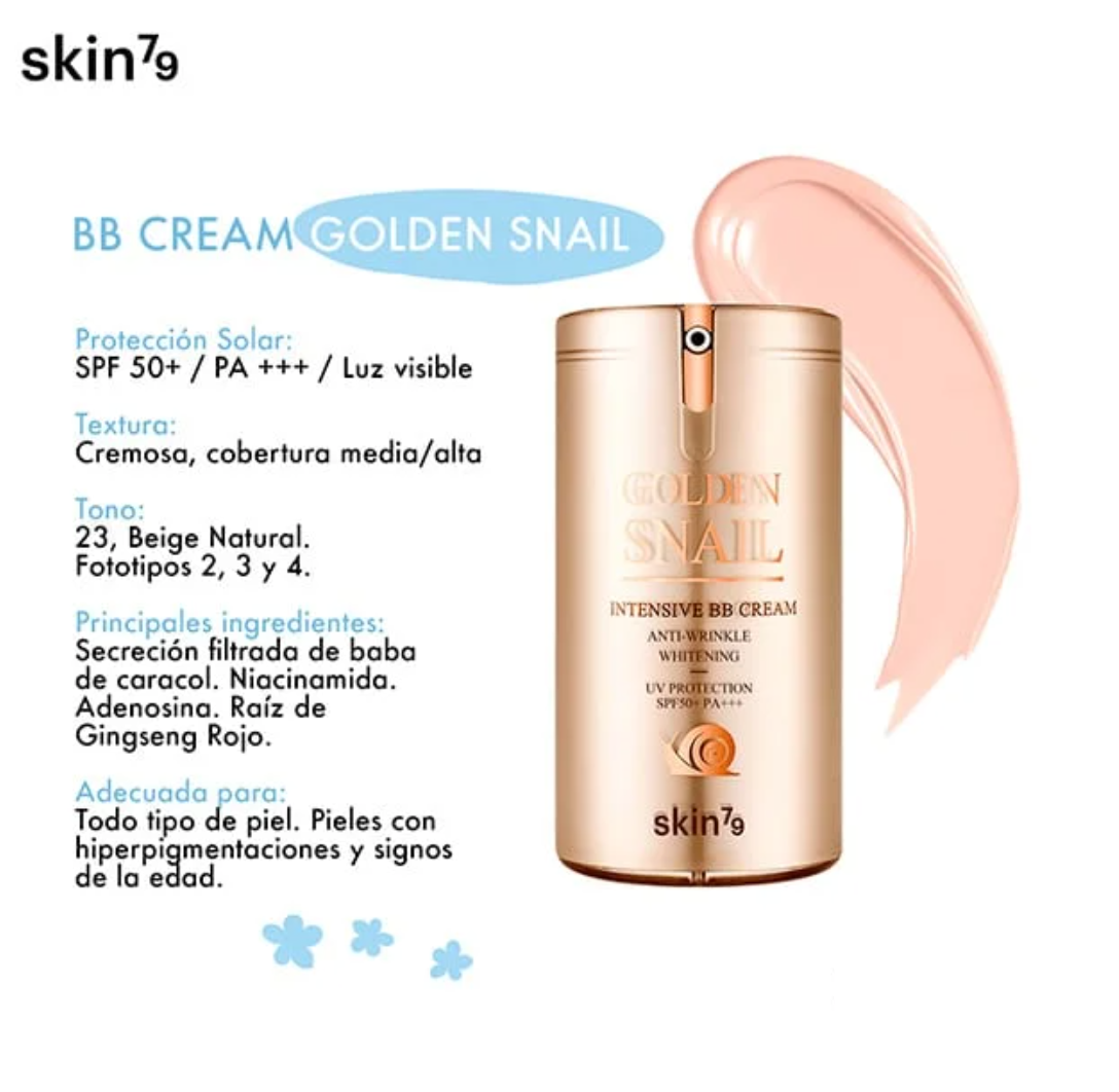 BB Cream Golden Snail SPF 50+ PA+++ / Crema todo en 1 mayor protección, hidrata y empareja tono