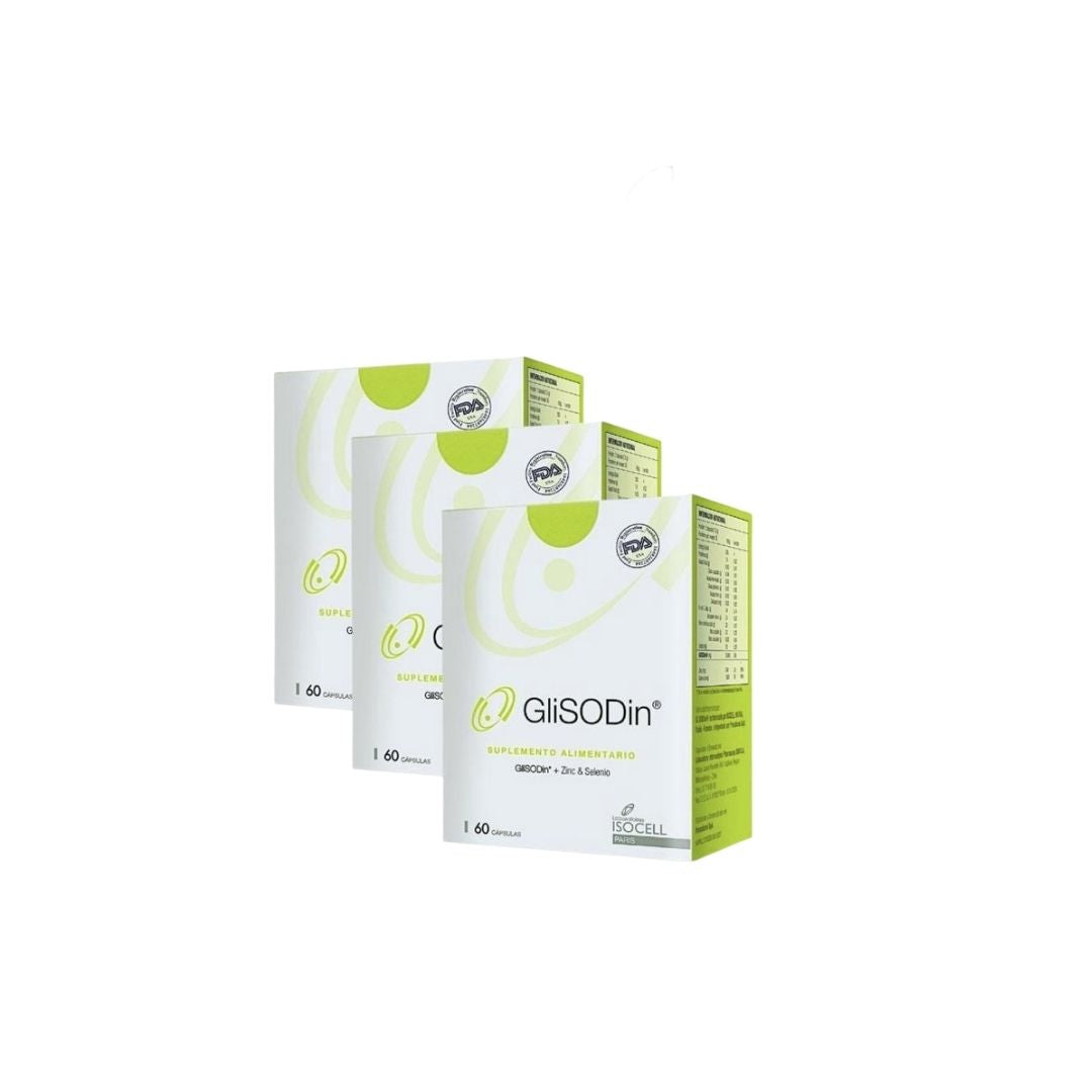 GliSODin Pack x 3 Antioxidante Sistémico - Rejuvenece, evita caída pelo, Hidrata, Da Brillo, desinflama, mejora rosácea y acné. ★ BEST UP ★