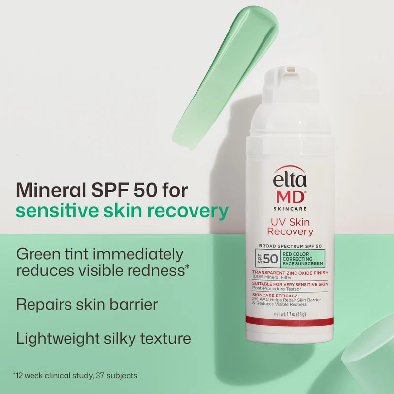 UV Skin Recovery Red Color Correcting Green Tint SPF 50 - Protector Solar Mineral con Tono Verde Corrector de Rojeces y pieles sensibles