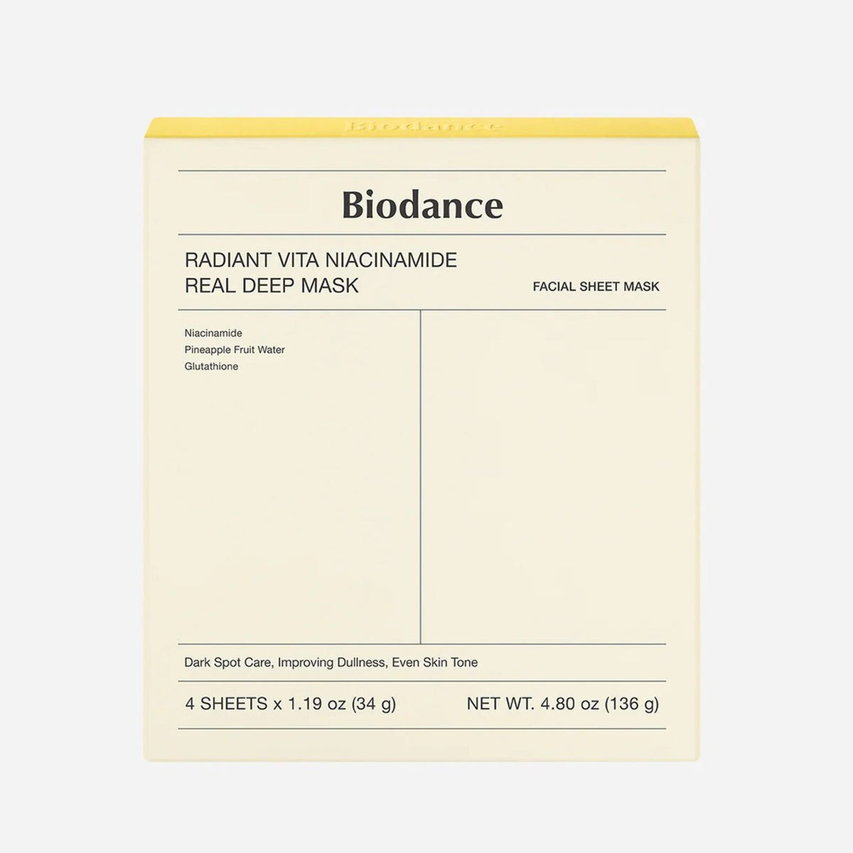 Radiant Vita Niacinamide Real Deep Mask - Mascarilla iluminadora y unificadora