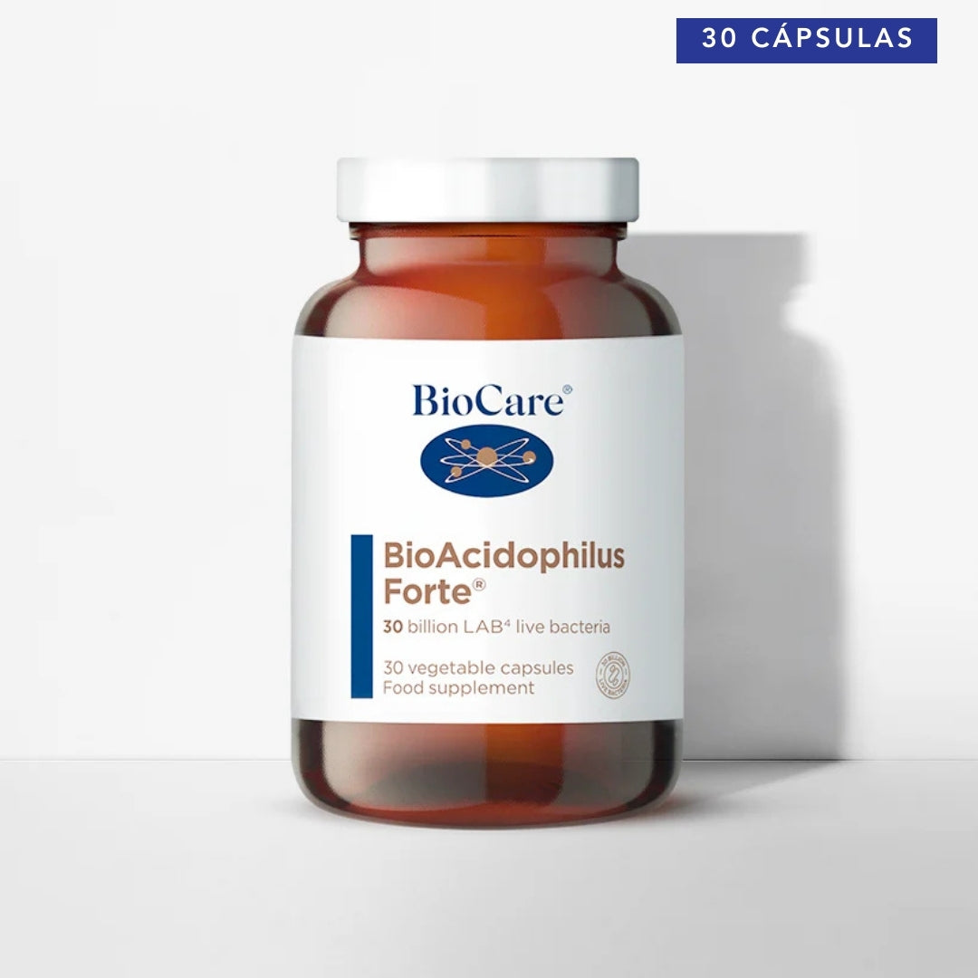 BioAcidophilus Forte PROBIÓTICO 30 billones 30 cápsulas - Restaurar y fortalecer la microbiota intestinal, con impacto directo en digestión, inmunidad e inflamación / 1 cápsula post desayuno