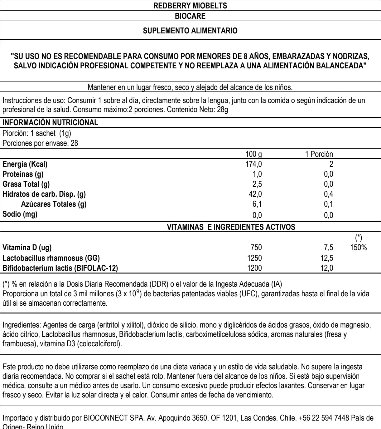 Red Berry BioMelts - Probiótico y D3 en sachet