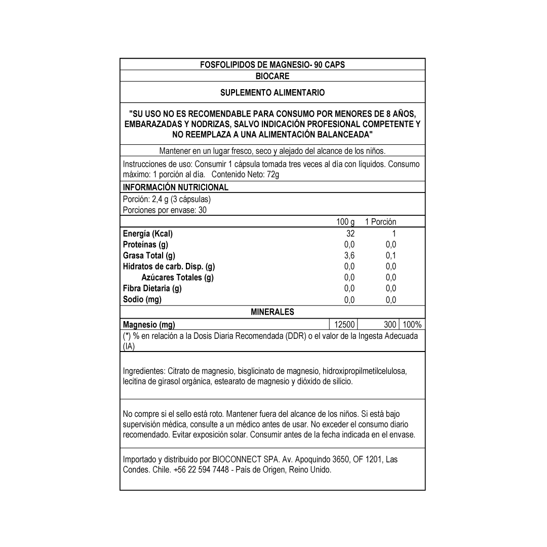 MAGNESIO Complejo Fosfolípidos en cápsulas / descanso, energía, antiestress, cardiovascular, anticalambres / 1 cáps. en 3 comidas del día.