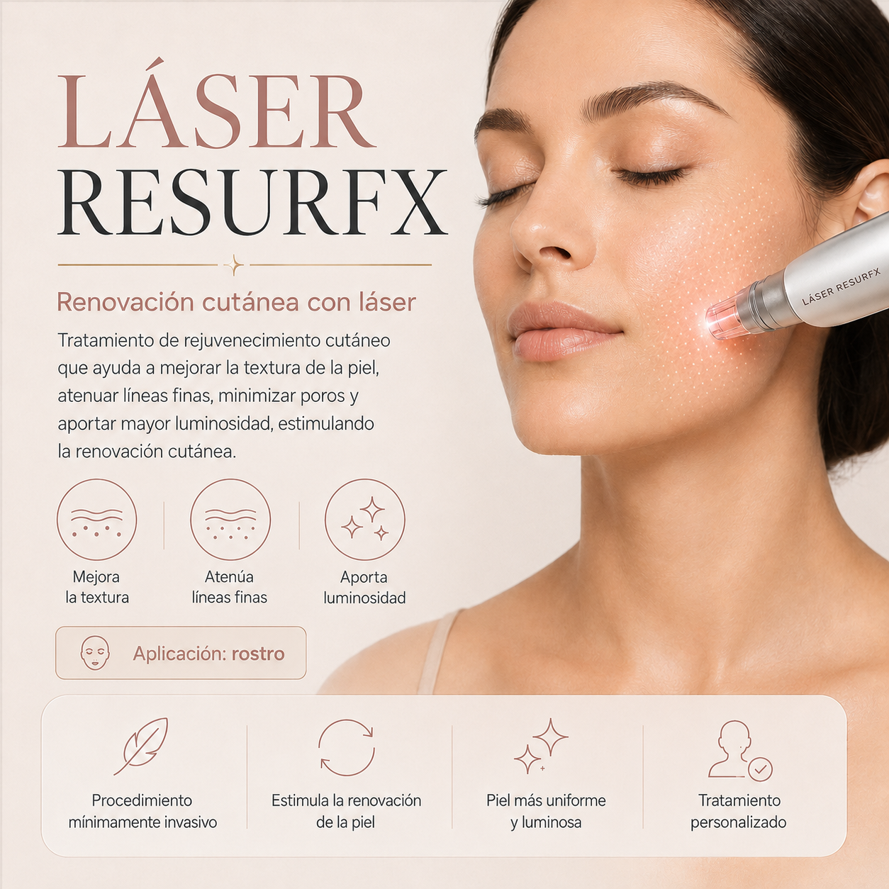 Glow Boost: Láser Resurfx de LUMENIS + Mesoterapia NCTF con Dermapen — el tratamiento que tensa, renueva, ilumina y pule tu piel sin descamación y sin perder ni un día de tu rutina. ANTIENVEJECIMIENTO POTENTE