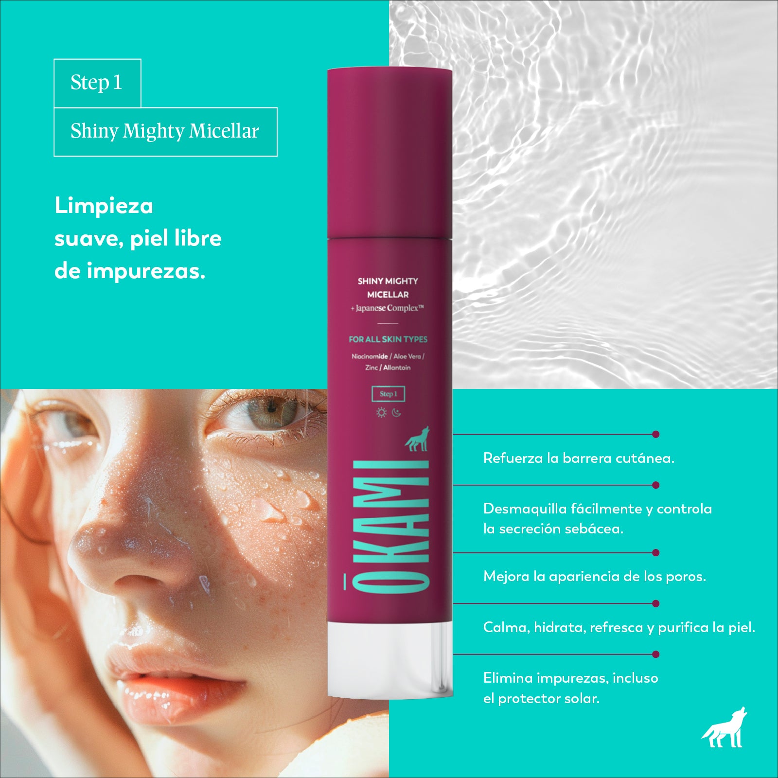 Shiny Mighty Micellar - Paso 1  Agua Micelar