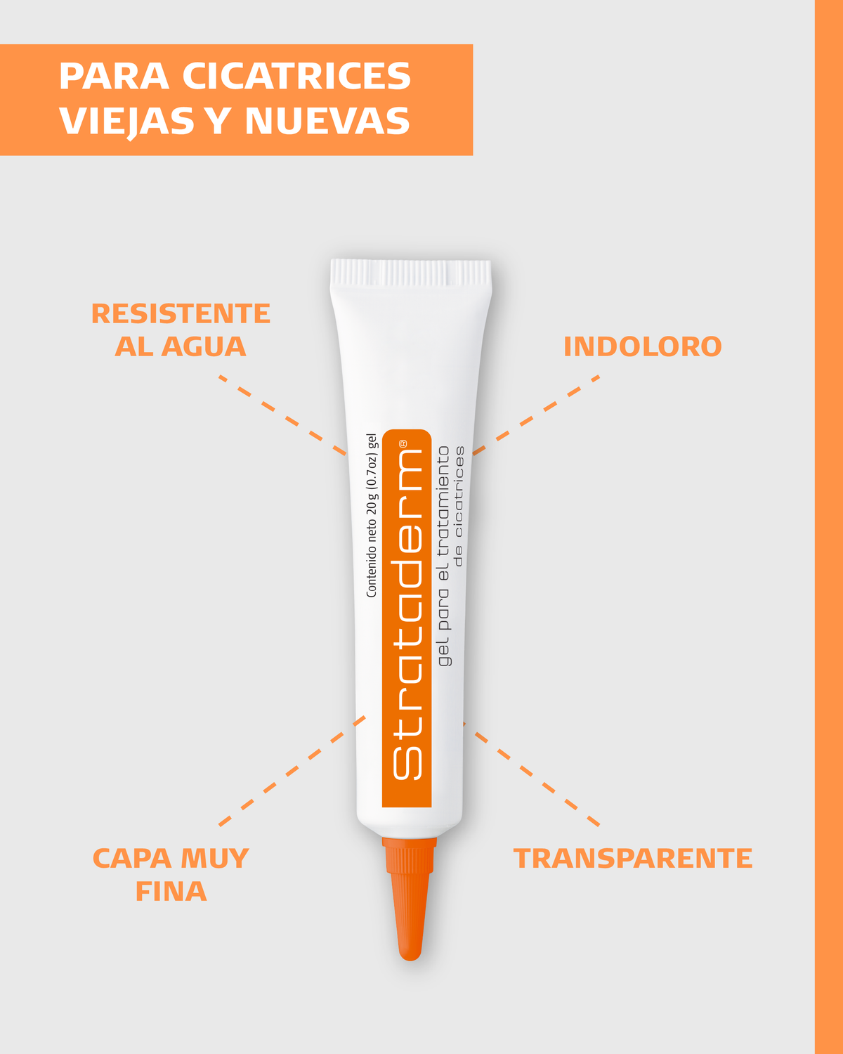 Strataderm - Gel de Silicona para Tratar Cicatrices Nuevas y Antiguas | Heridas ya cicatrizadas
