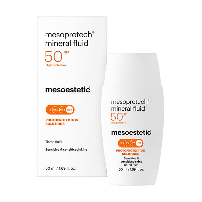 Mesoprotech Mineral Fluid SPF 50+ - Protector Solar Mineral con Color para Piel Sensible Resistente al Agua
