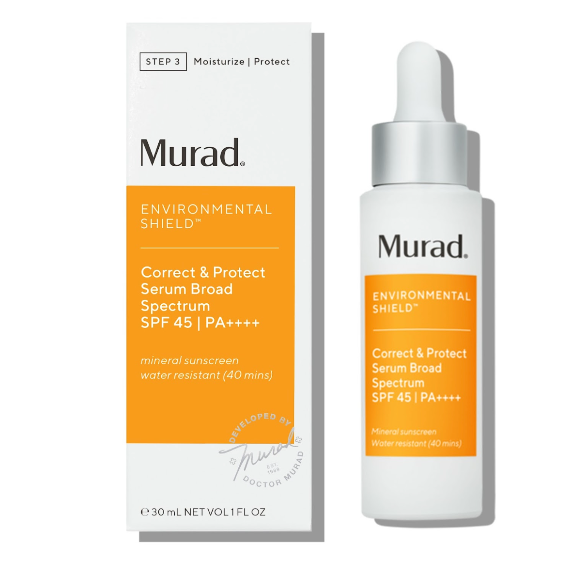 Correct & Protect Serum Broad Spectrum SPF 45 |  PA ++++ / Protección solar física mineral spf 45 antienvejecimiento antimanchas