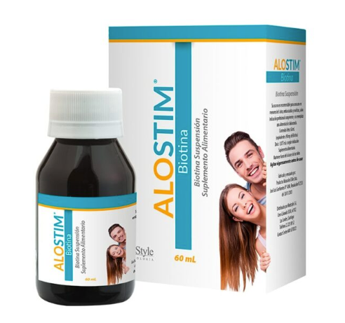 Alostim Biotina /  Suplemento líquido vía oral de más alta concentración de biotina y otros componentes para evitar caída de pelo y uñas